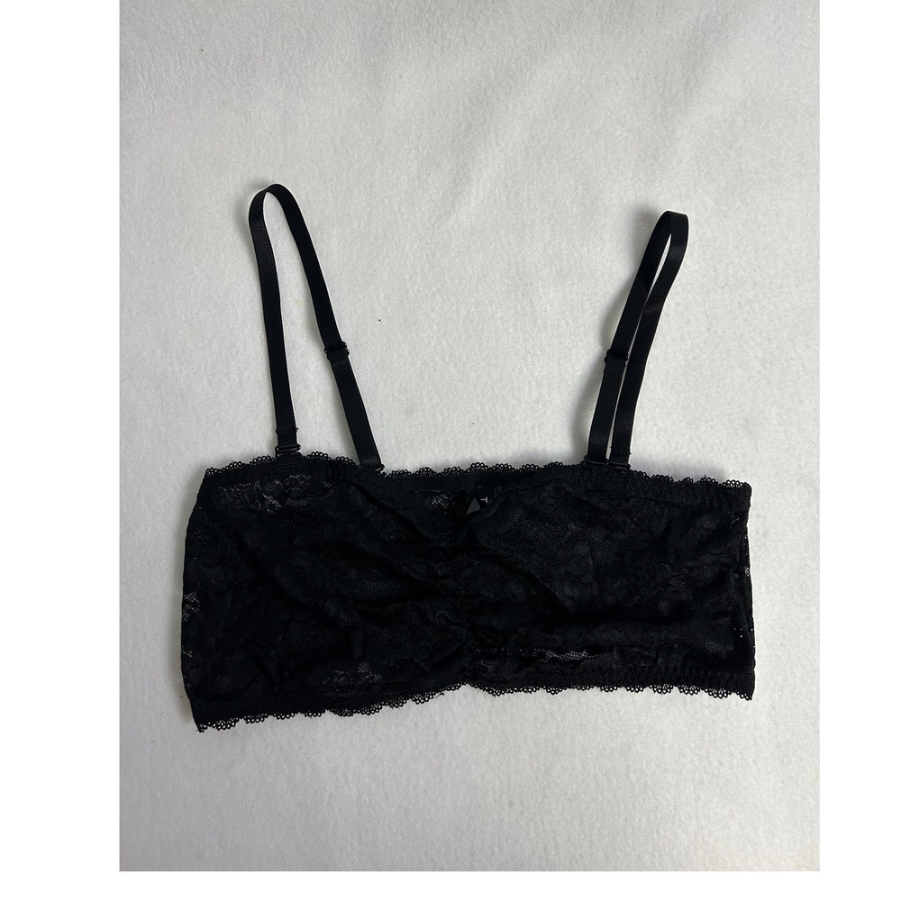 Coquette Torrid Womens 1X Black Floral Lace Bandeau Bralette Adjustable Strap